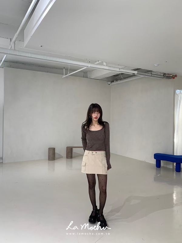 中腰銀釦雙口袋褲裙 (闆娘.花花清單)